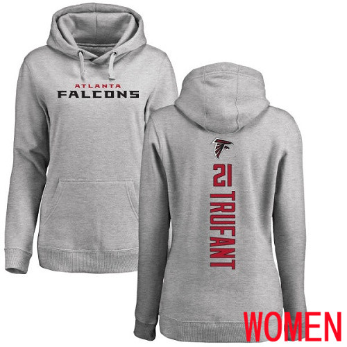 Atlanta Falcons Ash Women Desmond Trufant Backer NFL Football #21 Pullover Hoodie Sweatshirts->nfl t-shirts->Sports Accessory